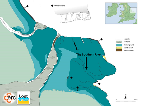 Figura 5: Probabile ricostruzione del perduto, preistorico paesaggio attorno al "Southern River" (© Europe’s Lost Frontiers)