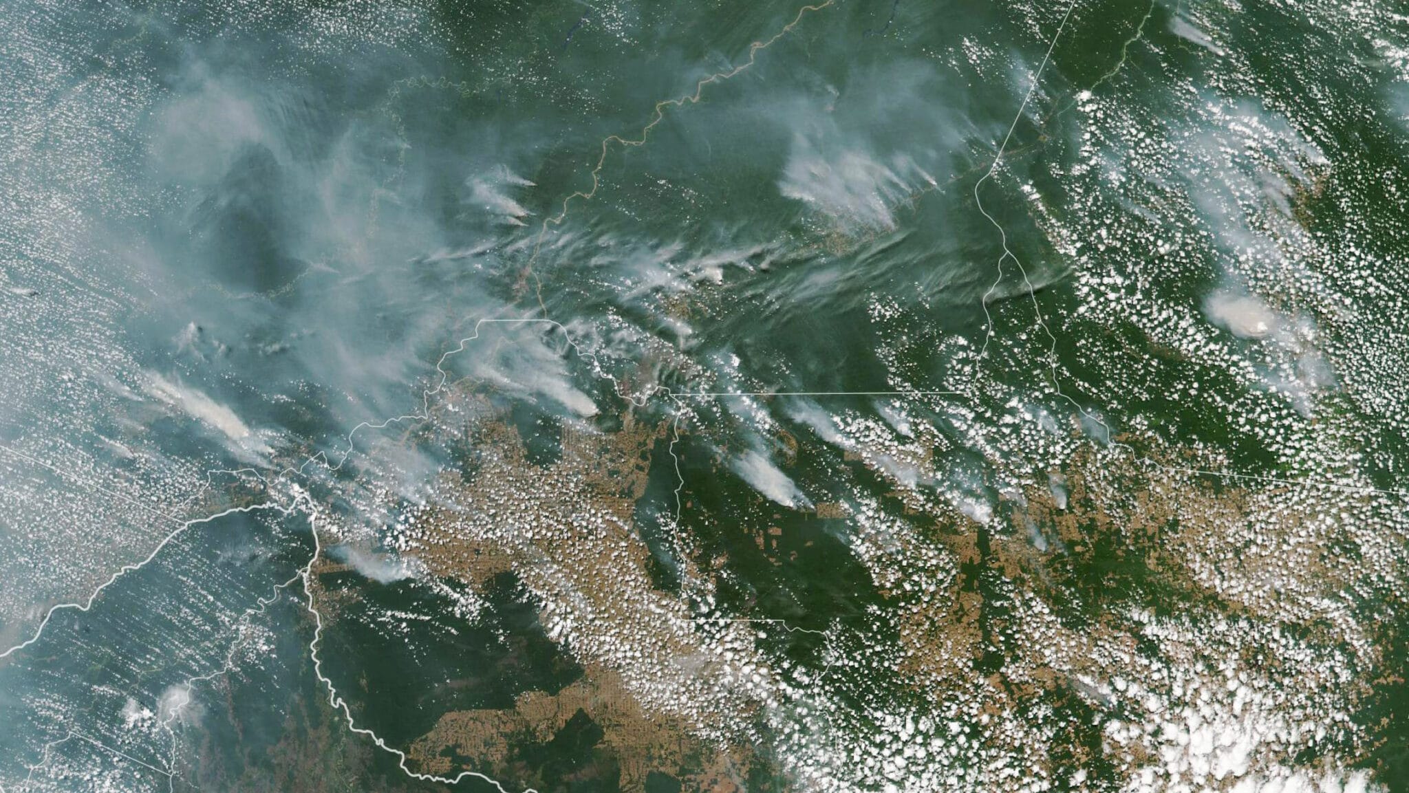 Incendio nella foresta Amazzonica, immagine dei satelliti del NASA’s Earth Observing System) del 13 agosto 2019.