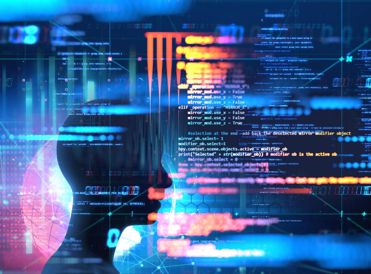 Gen, la nuova generazione di programmazione - silhouette of virtual human and nebula cosmos 3d illustration  , represent scientific concept of brain 
creativity and artificial intelligence.