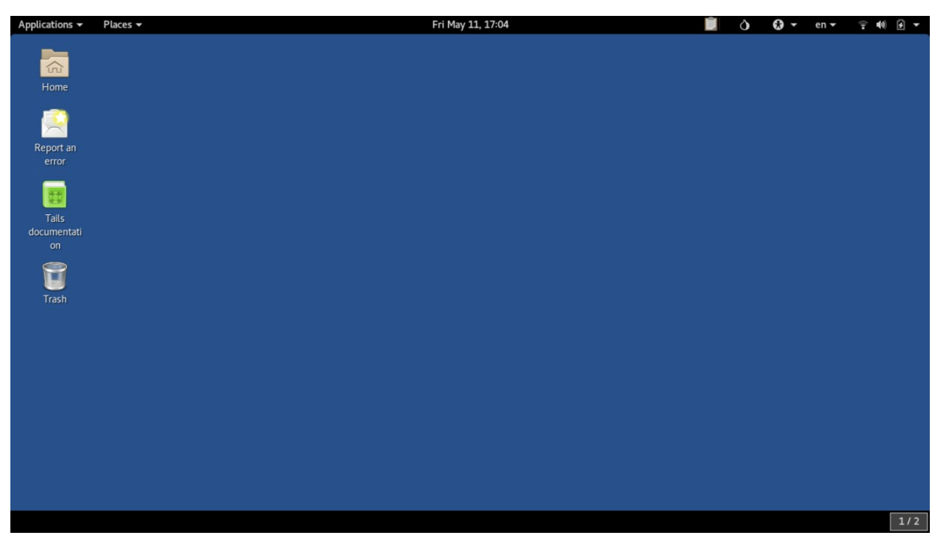 Schermata desktop di Tails