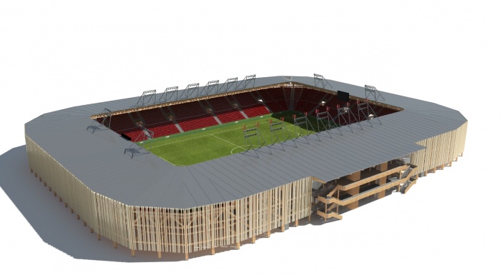 Esempio di stadio modulare da 20.000 posti. Ph: bearstadiums.com