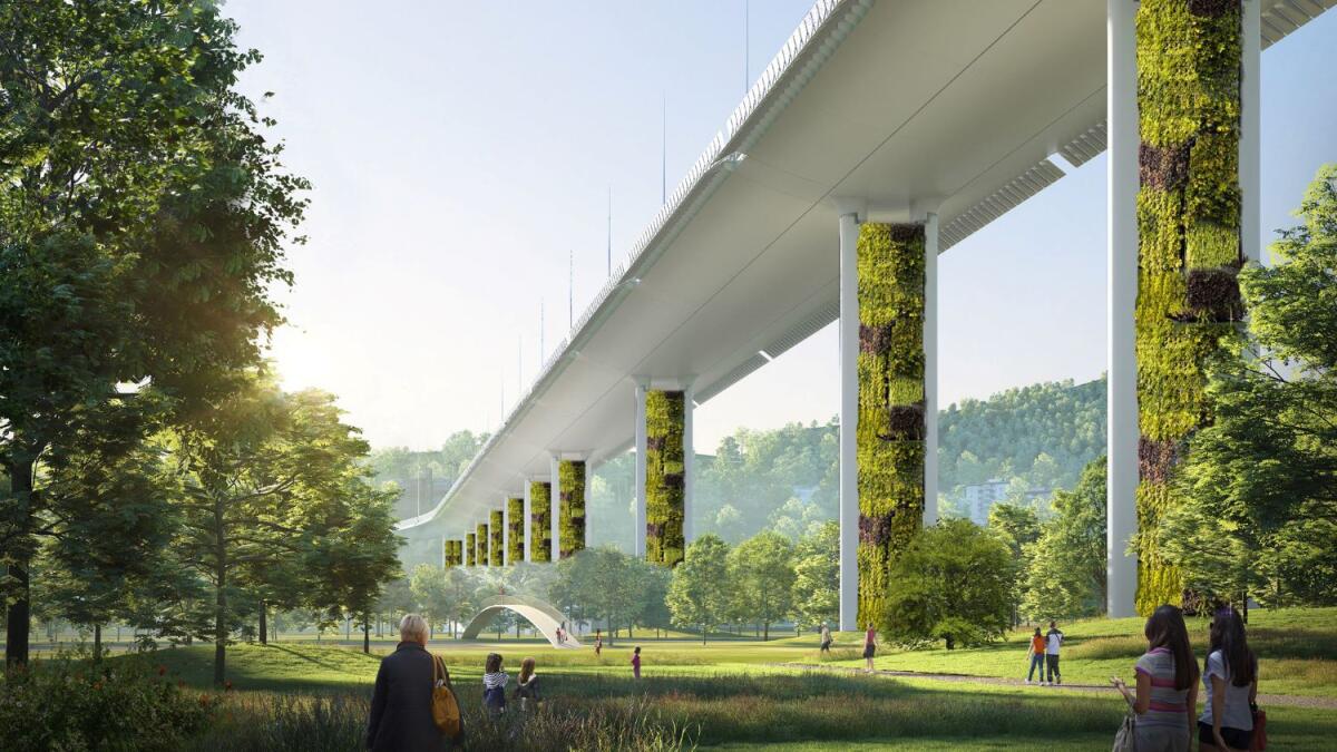 Piloni antismog per il nuovo ponte di Genova - Rendering dei piloni Ph. planetasrl.net