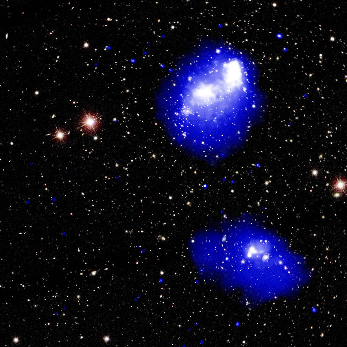 La più grande collisione interstellare di sempre - Abell 1758 

Crediti: X-ray: NASA/CXC/SAO/G.Schellenberger et al.; Optical:SDSS