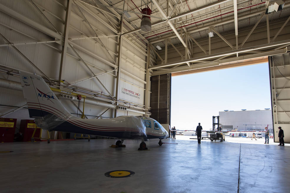 X-57 Mod II consegnato al Armstrong Flight Research Center, California.Credits: Nasa.gov