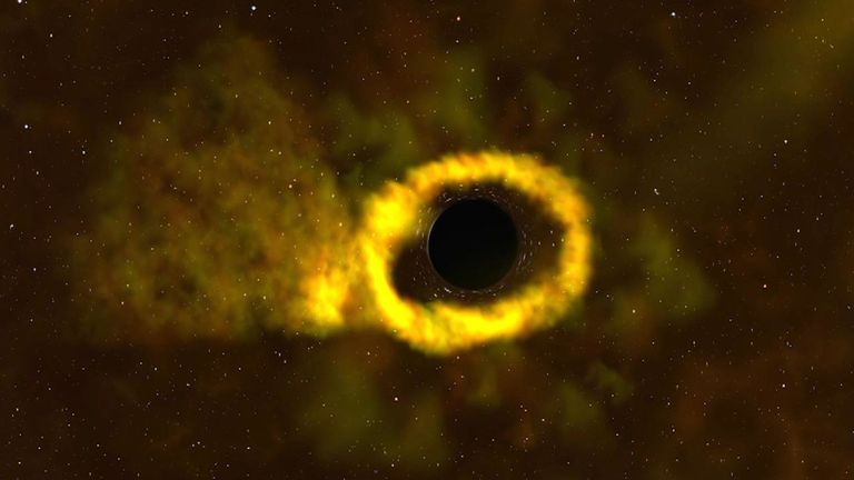 Illustrazione del buco nero che divora la stella.Crediti: www.skynews.it