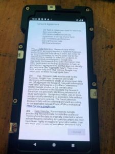 Dispositivo simulante lo smarphone Pixel 4.