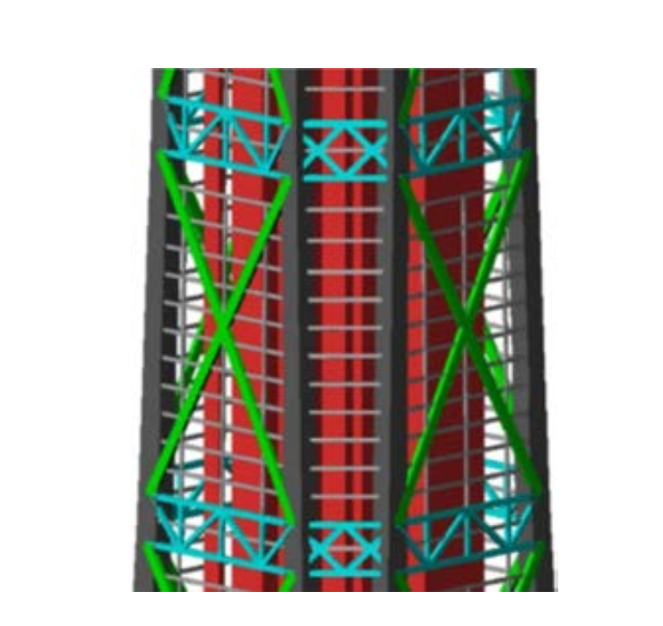 Particolare del mega frame esterno. PH: CTBUH - Research Paper