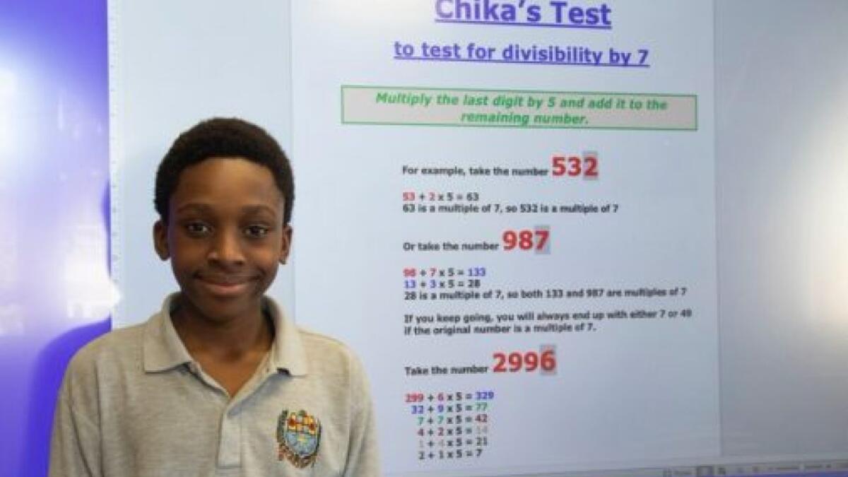 Il ragazzino che ha scoperto un nuovo criterio di divisibilità per 7 - Chika Ofili, il ragazzino che ha scoperto il criterio di divisibilità per 7
Credits: PM news