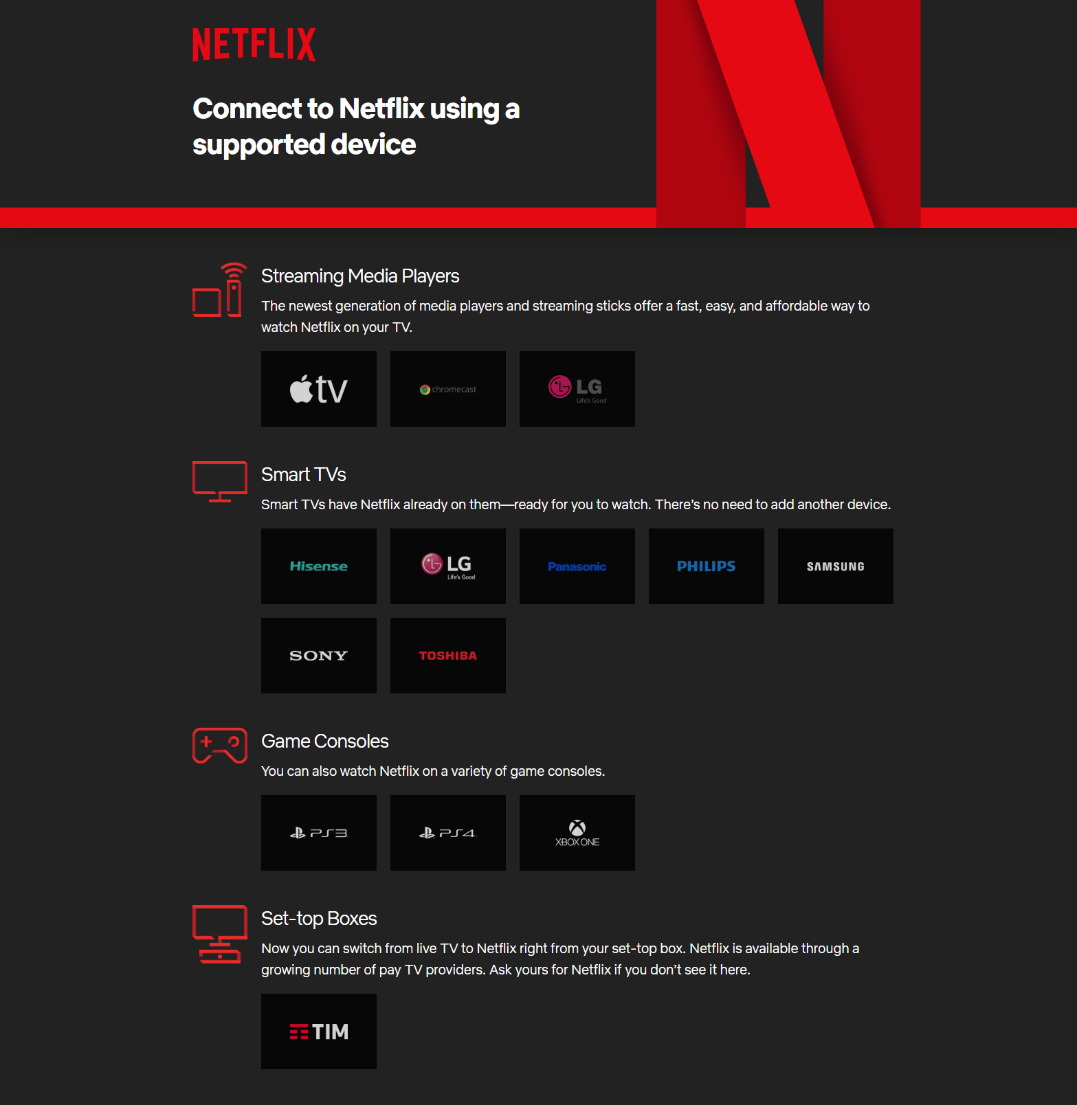 Dispositivi compatibli. Credits: netflix.com