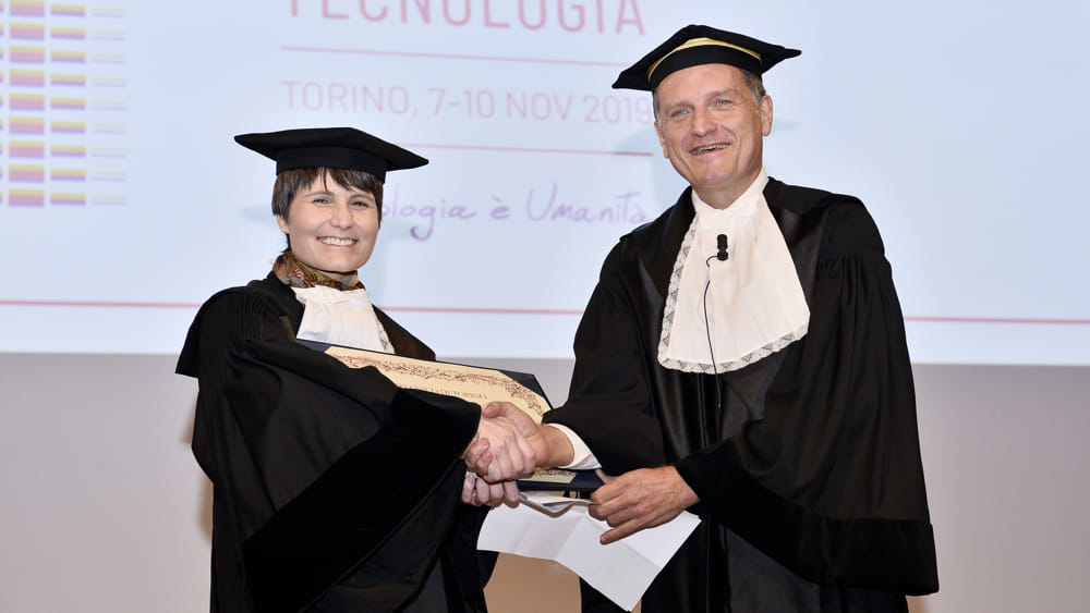 Samantha Cristoforetti ed il rettore Guido SaraccoCredits:Polito