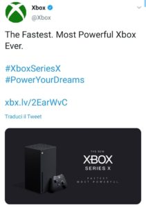 Tweet della presentazione di Xbox Series X