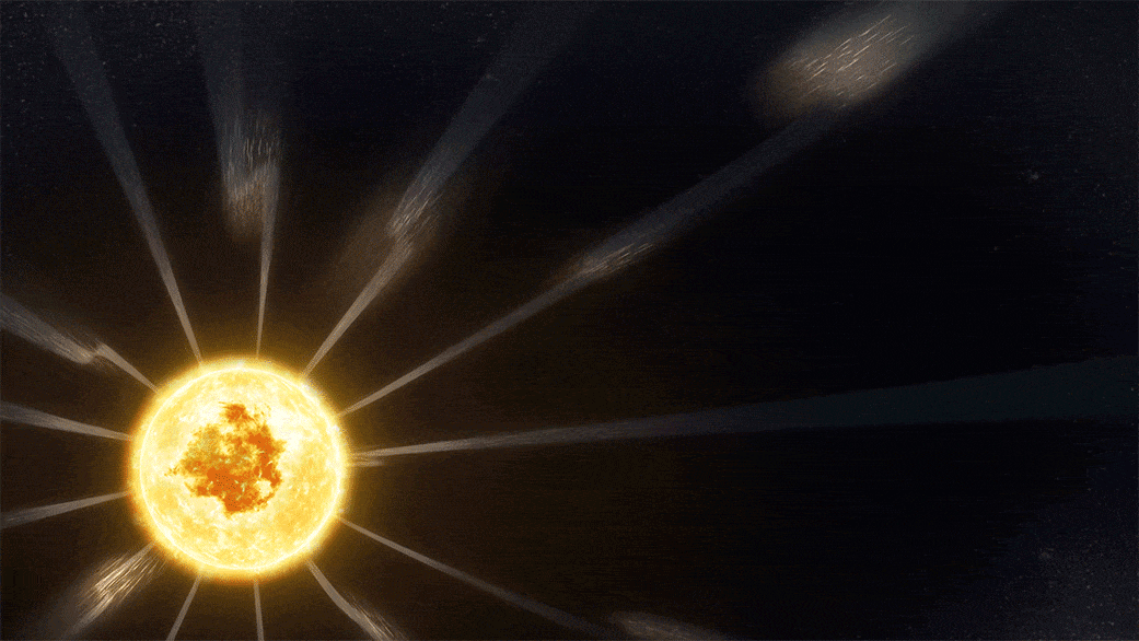 Ricostruzione dell'emissione del vento solare.Crediti: nasa.gov