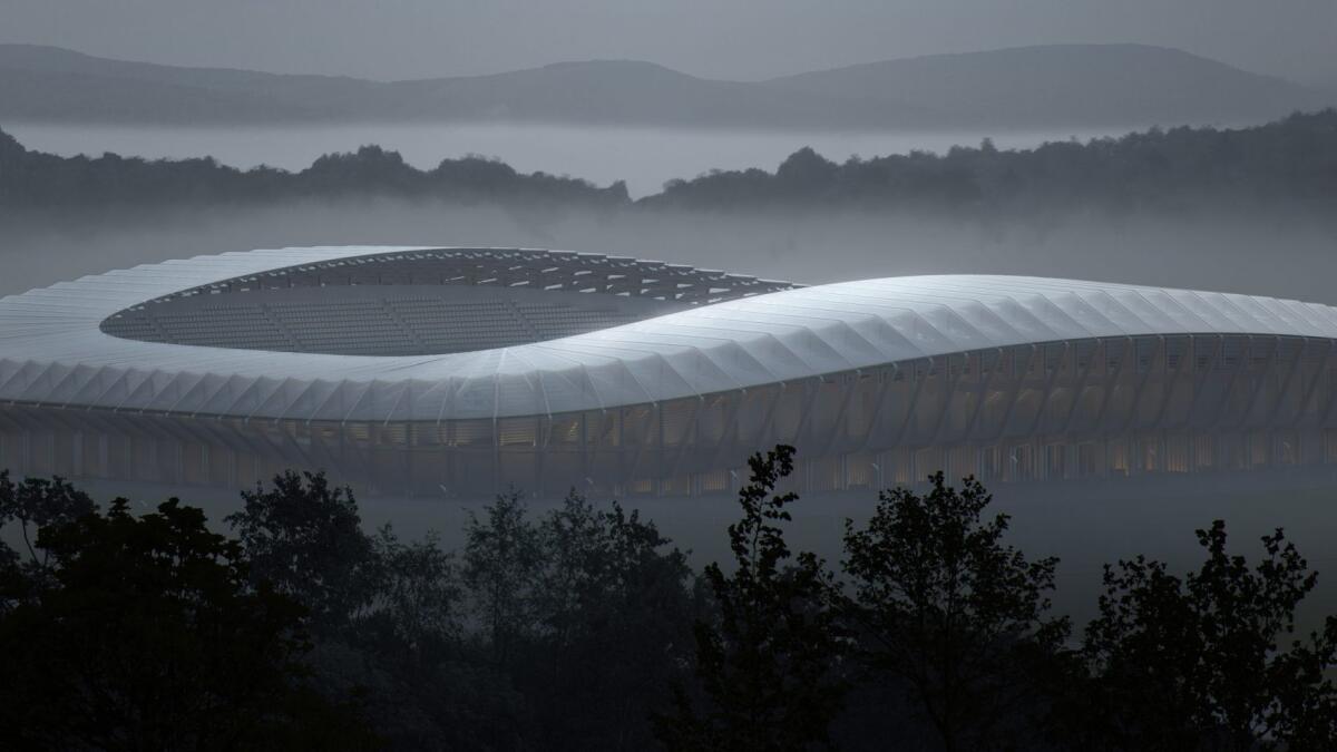 Addio cemento armato, ecco il primo stadio in legno - Primo stadio in legno. PH dezeen.com