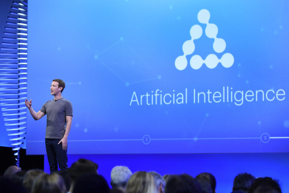 Facebook AI: un traduttore automatico di matematica - Mark Zuckerberg, founder and chief executive officer of Facebook Inc., speaks during the Facebook F8 Developers Conference in San Francisco, California, U.S., on Tuesday, April 12, 2016. Zuckerberg outlined a 10-year plan to alter the way people inte