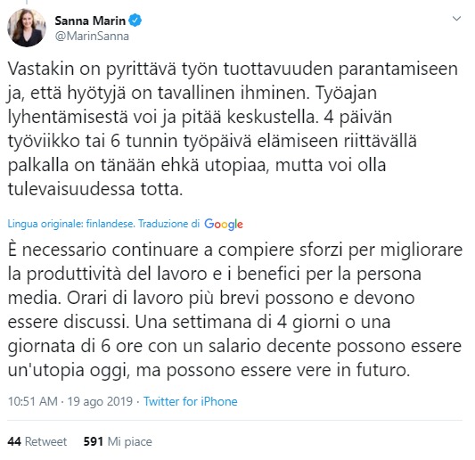 La Finlandia rettifica: no alla settimana corta