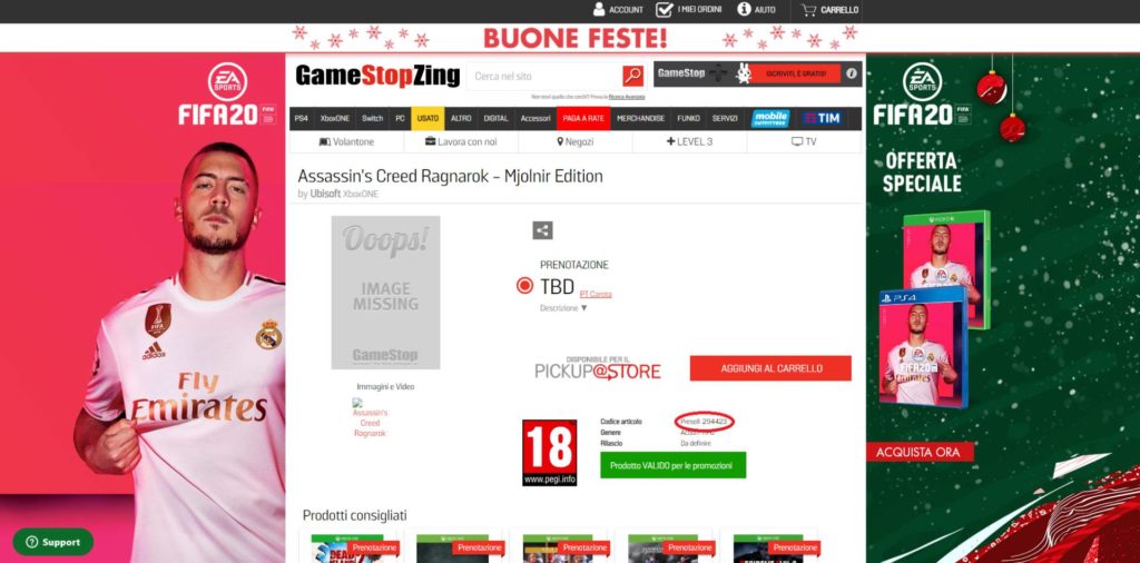 Screen della pubblicazione dell'edizione speciale del nuovo capitolo su GameStop