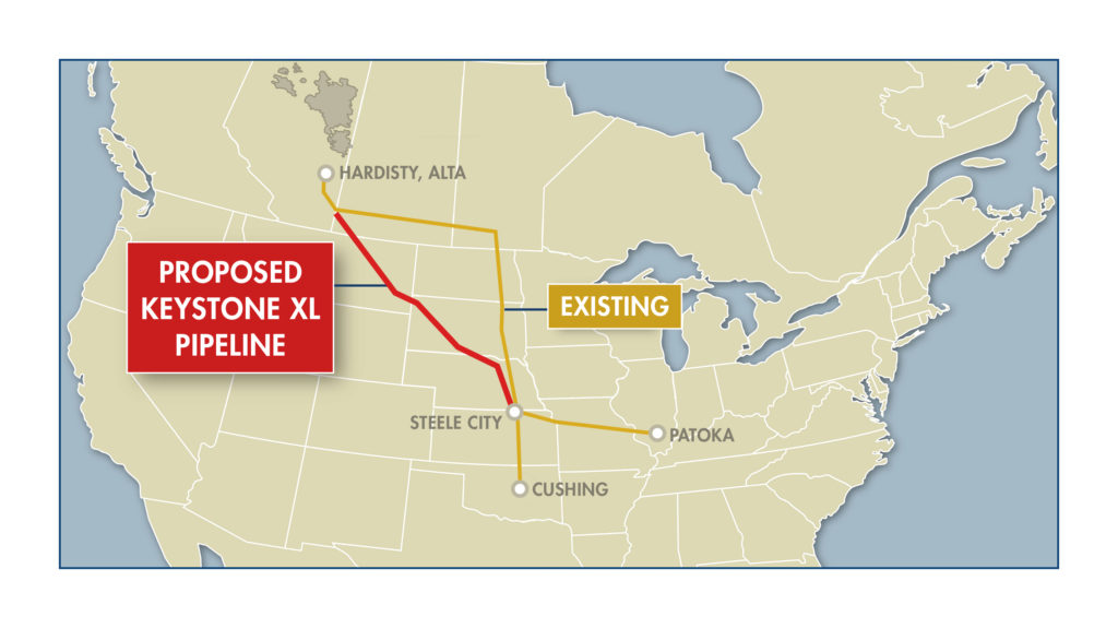 Il tracciato dell'oleodotto Keystone XL, una delle opere che potrebbe beneficiare di queste modifiche. PH: universe.byu.edu