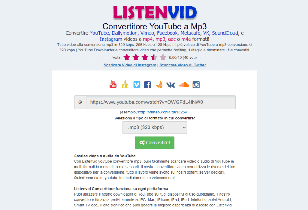 Screenshot LISTENVID