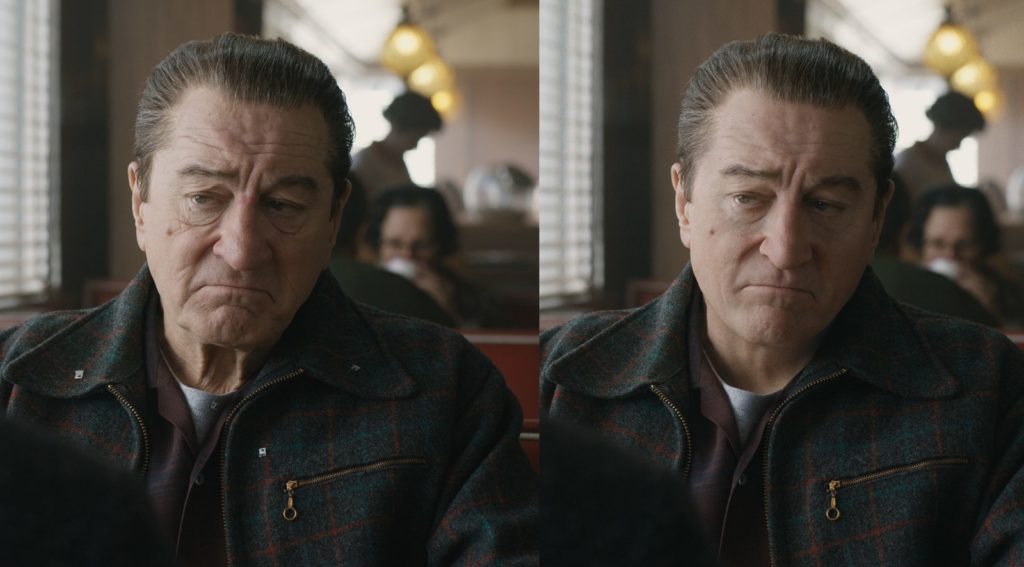De Niro prima e dopo il ringiovanimento facciale. Credit: Wired.com