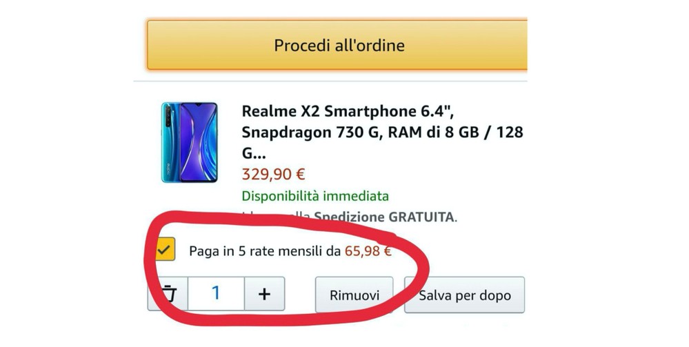 Pagamenti Rate Amazon Screenshot. Fonte: HDblog.it
