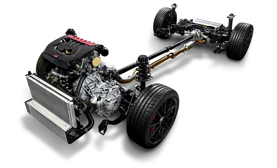 Schema motore 3 cilndri 1.6 turbo e sistema di trazione GR-4PH: toyota.global