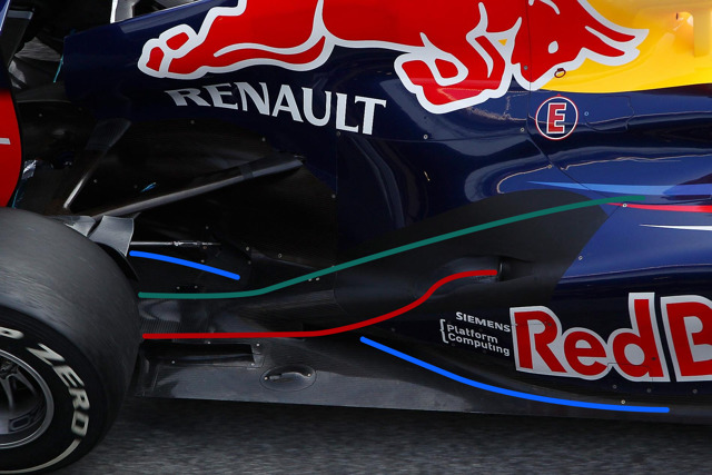 F1Technical.net, (Dettaglio scarichi soffianti della Red Bull RB8).