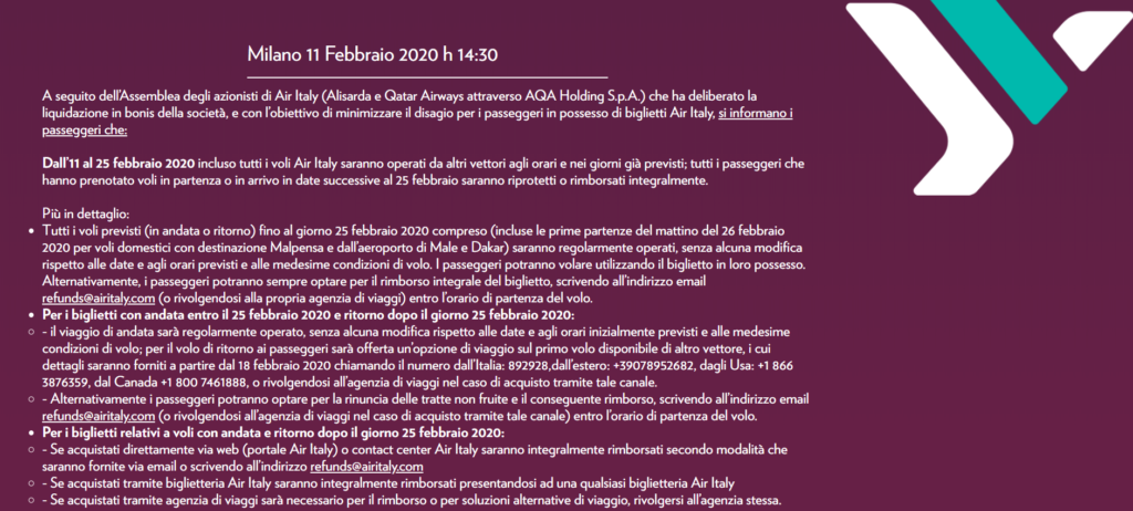 Air Italy chiude i battenti dopo 56 anni