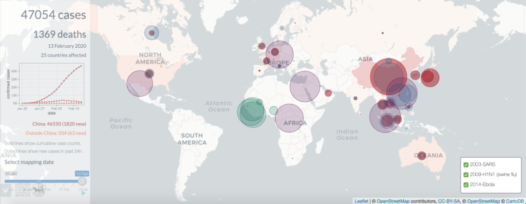 Tutti i casi di Coronavirus, SARS, H1N1 ed Ebola