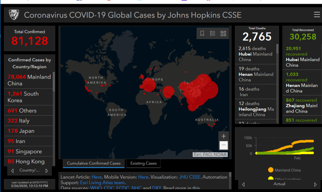 Coronavirus: mappa interattiva aggiornata in real time