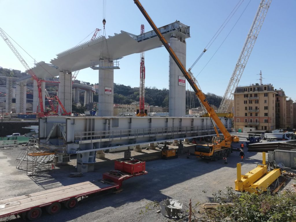 Lavorazione in cantiere, aggiornamento 24 marzo 2020. Ph. commissario.ricostruzione.genova.it