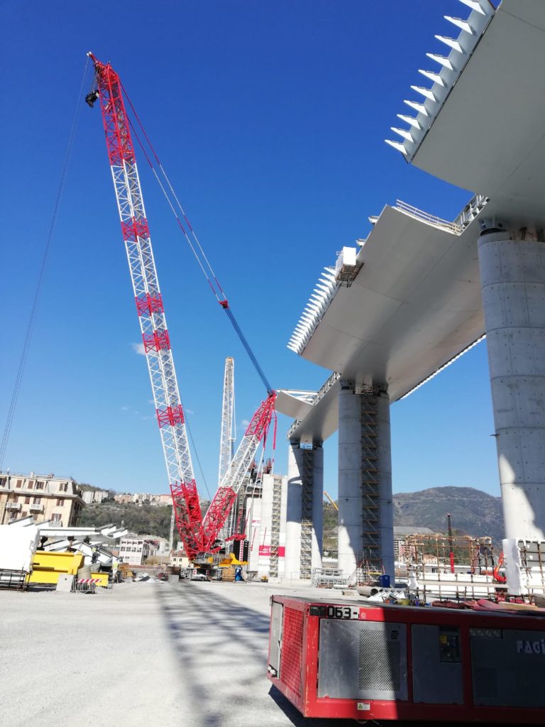 Lavorazione in cantiere, aggiornamento 24 marzo 2020. Ph. commissario.ricostruzione.genova.it