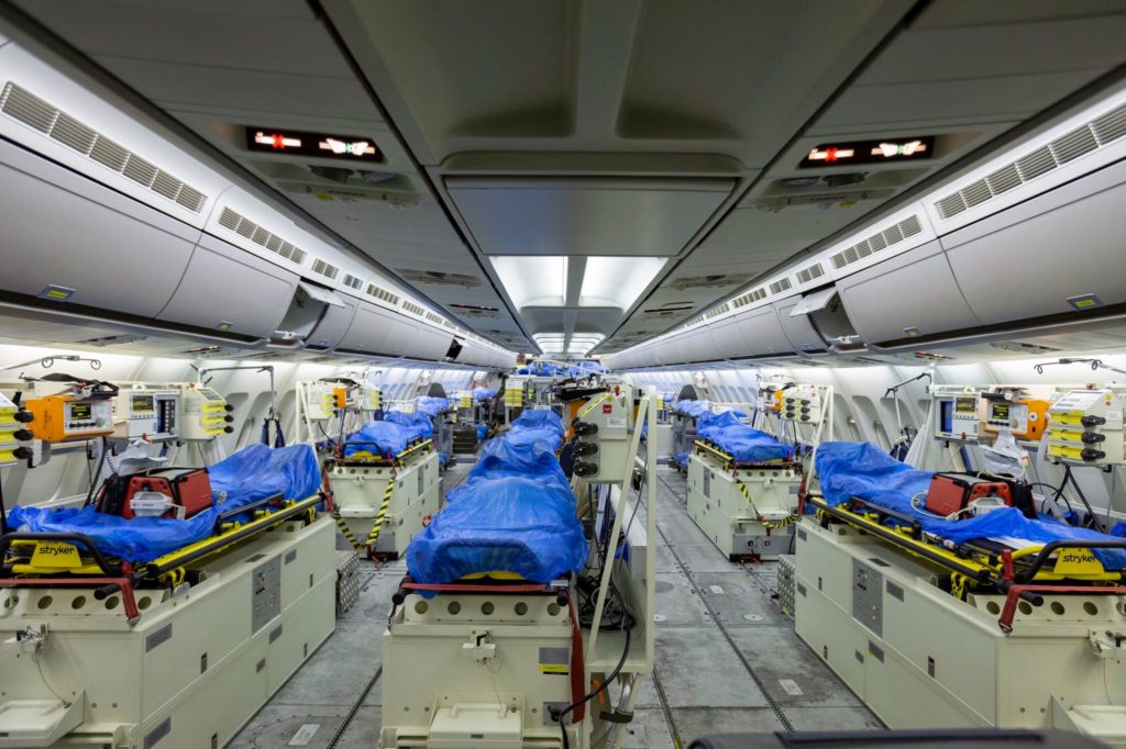 L'aereo tedesco per trasporto di pazienti con coronavirus