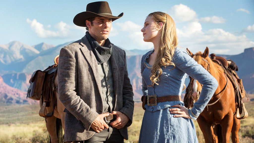Dolores (Evan Rachel Wood) e Teddy (James Marsden), due attrazioni di Westworld.