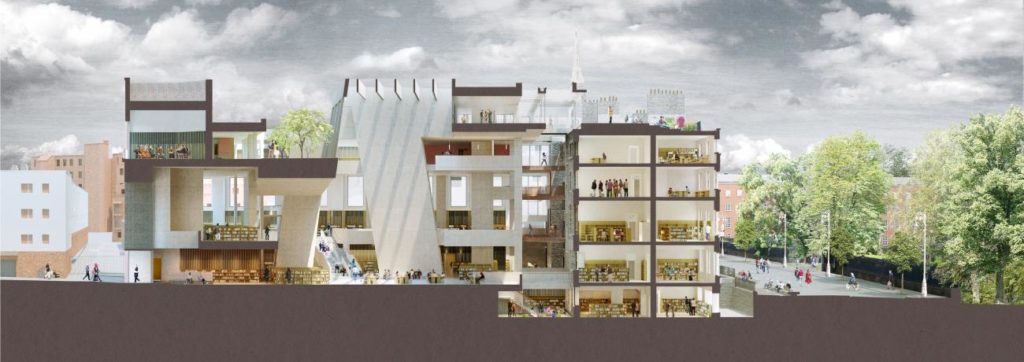 pritzkerprize.com -  Parnell Square Cultural Quarter, rendering di Grafton Architects