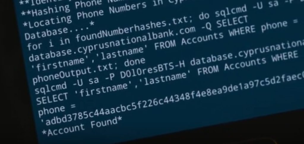Lo script Python con sqlcmd utilizzato per individuare il numero di telefono delle vittime e ottenere le informazioni su di esse.