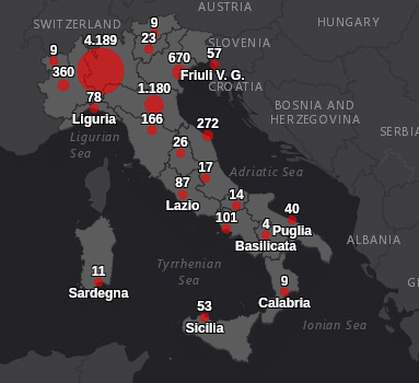 Monitoraggio della situazione in Italia (Protezione Civile)