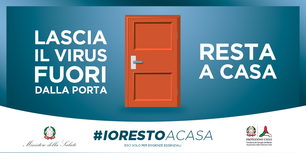 Campagna social #IORESTOACASA. Credits: salute.gov