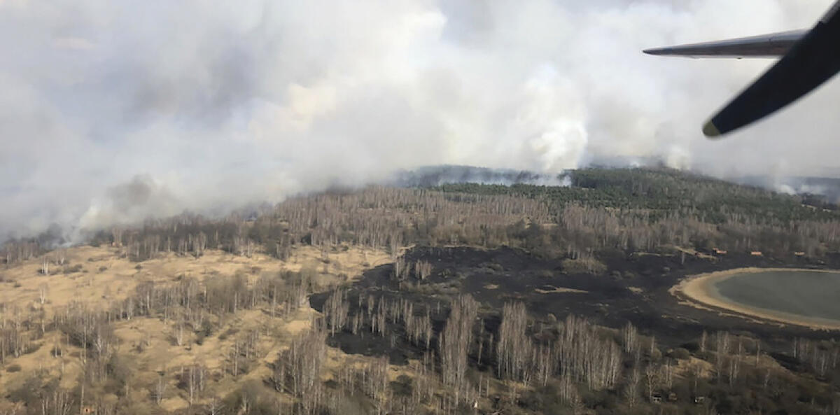 Incendio boschivo vicino Chernobyl. Picchi di radioattività - Volodymyrivka, Ucraina, 4 aprile
(Emergency Situation Ministry via AP)
fonte: ilpost.it