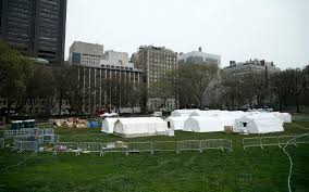 Allestimento dell'ospedale a Central Park (3), da SkyTG24.IT
