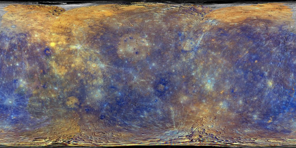 Differenze di composizione chimica e mineralogica di MercurioCredits: NASA/JPL/CalTech