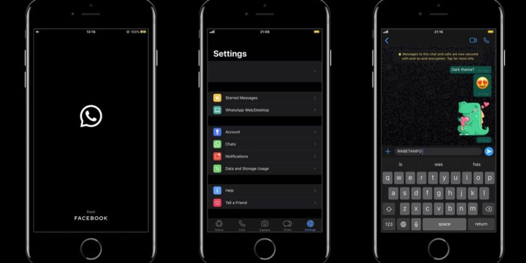 Whatsapp nella sua nuova "Dark Mode"