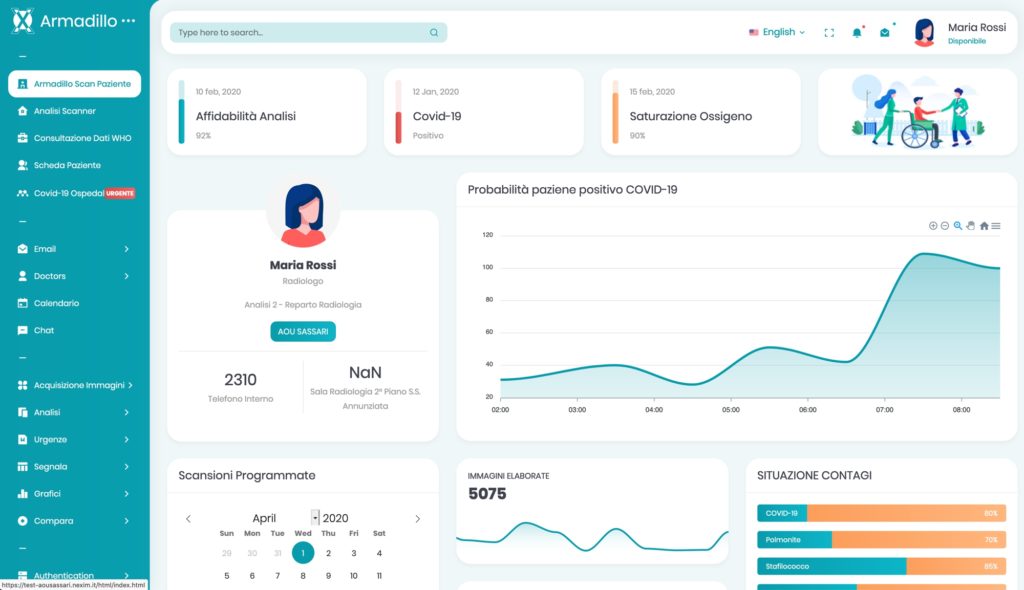 Dashboard della piattaforma Armadillo Scan