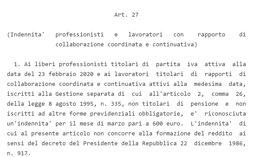 Requisiti di accesso secondo il Decreto Cura Italia