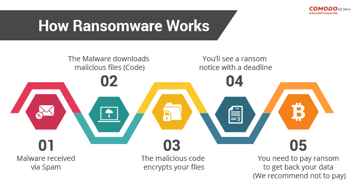 Come funziona un ransomware.Credit: comodosslstore.com