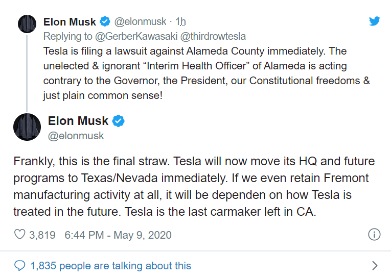 Lockdown prolungato: Musk e Tesla minacciano di abbandonare la California!