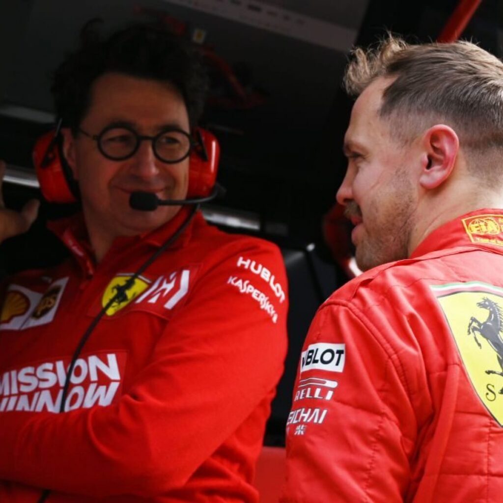 Sebastian Vettel con Mattia Binotto