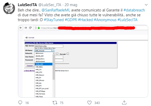 LulzSec: Data Breach al San Raffaele di Milano