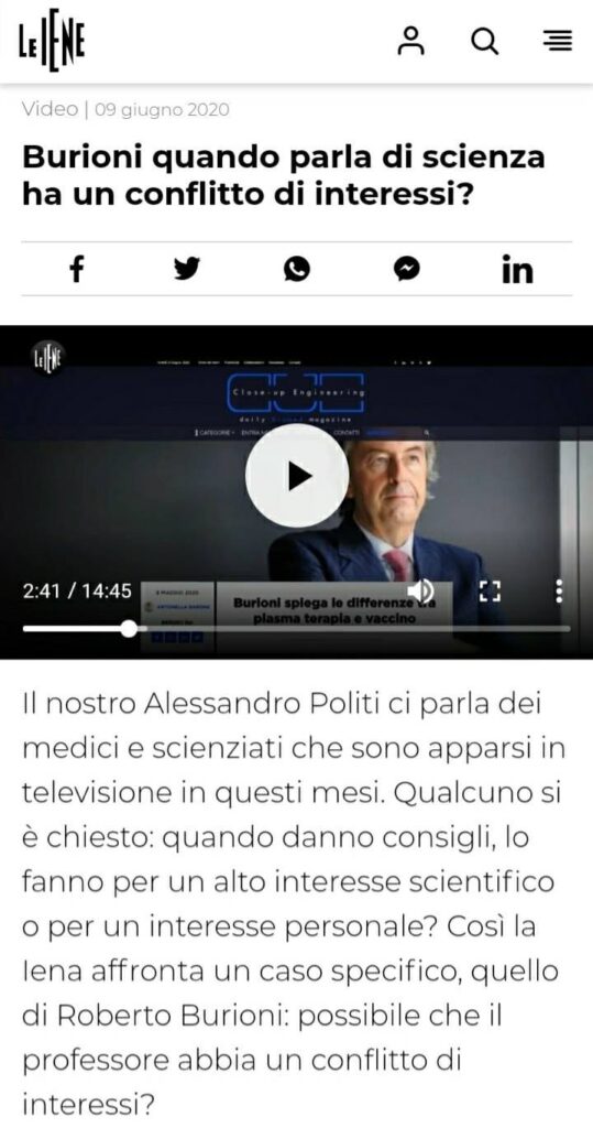 Nel servizio su Roberto Burioni e gli anticorpi monoclonali, Le Iene hanno menzionato i nostri colleghi di BiomedCuE