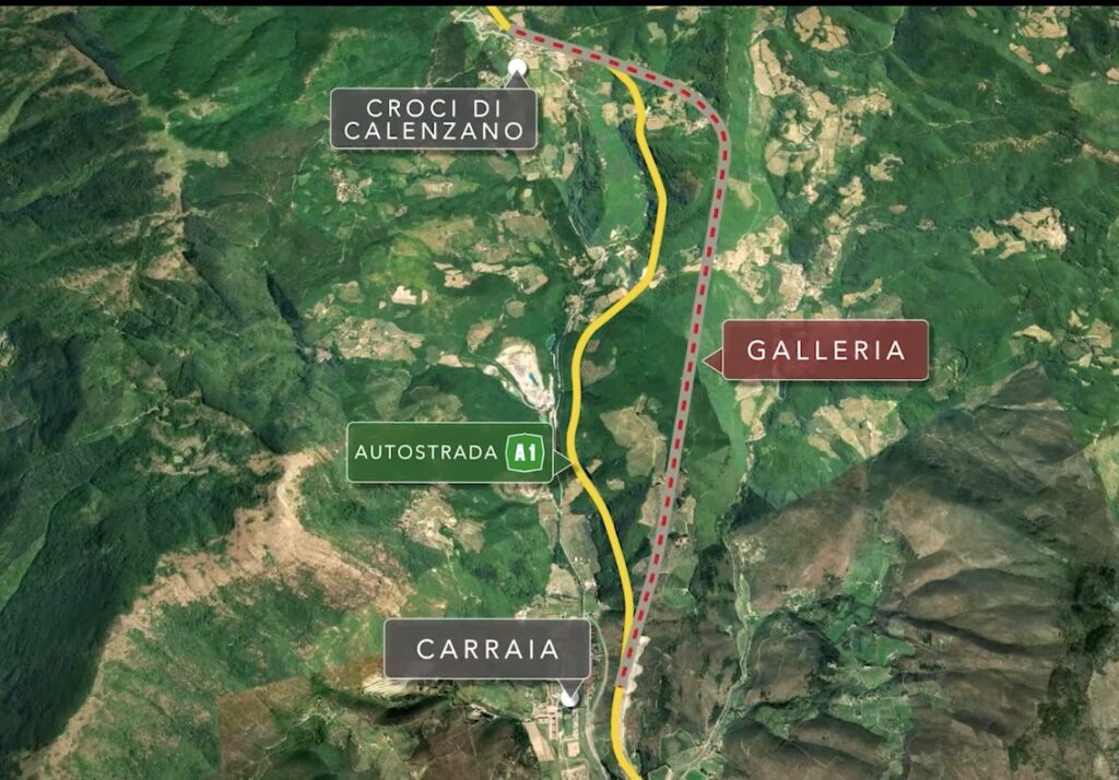 Tracciato della galleria "Santa Lucia". Ph. autostrade.it